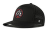 Black 5-panel performance hat with front ACR logo and perforated side panels