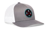 Gray trucker hat with white mesh sides, curved brim, and SEA X logo patch