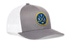 Gray trucker hat with white mesh back and circular STL logo patch.