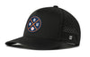 Black baseball performance 5-panel hat with HOU logo patch and perforated side panels