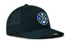 Dark blue 5-panel performance cap with LA logo patch and perforated side panel
