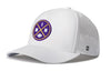 White 5-panel performance football hat with snapback and MN logo patch