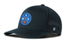 Navy 5-panel performance hat with mesh back, perforated side, and NYC basketball logo