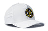 White 5-panel baseball cap with PIT X patch on front and perforated side holes