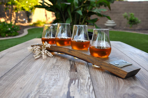 Bourbon Tasting Flight - With 4 Glencairn Glasses For the Bar Desert Barrel Designs