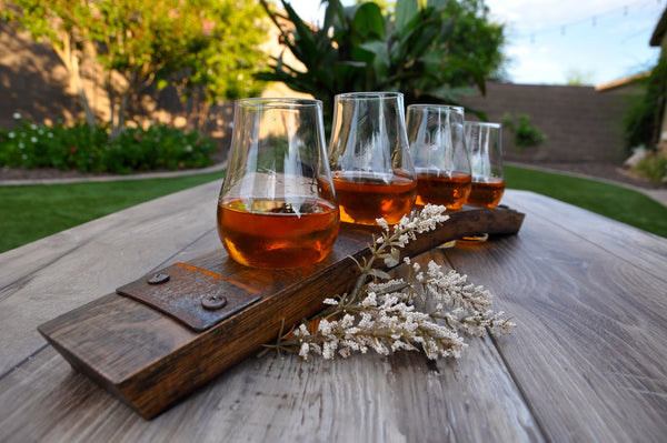 Bourbon Tasting Flight - With 4 Glencairn Glasses For the Bar Desert Barrel Designs