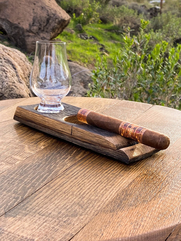 Barrel Stave Cigar Ashtray - With Glencairn Glass For the Bar Desert Barrel Designs