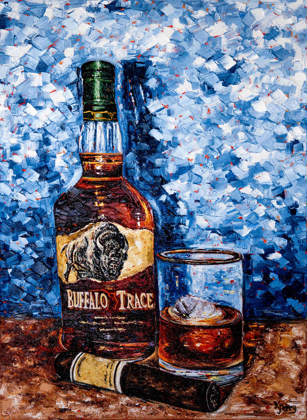 Bourbon Bottle Print - Buffalo Trace For the Man Cave Kim Perry Studios