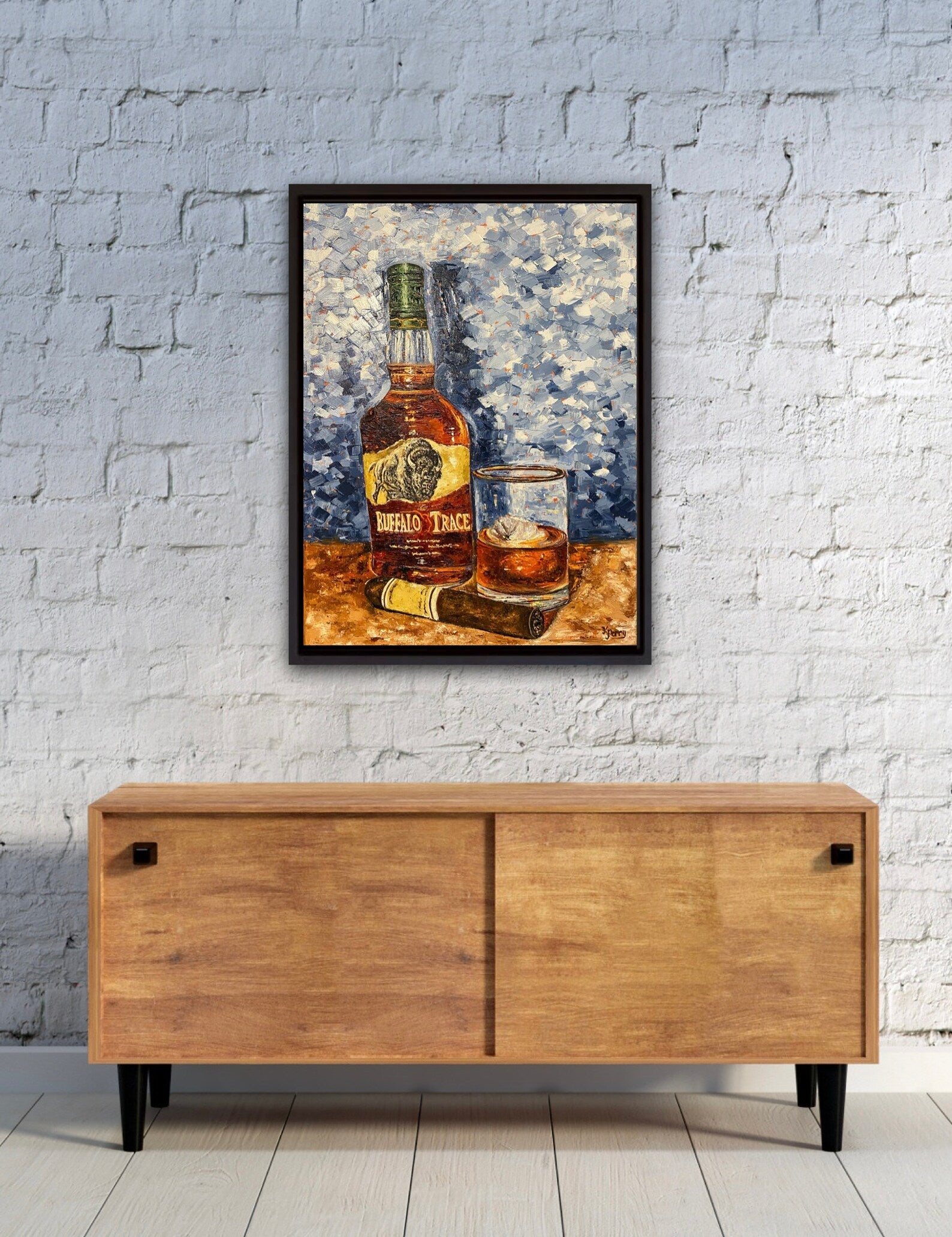 Bourbon Bottle Print - Buffalo Trace For the Man Cave Kim Perry Studios
