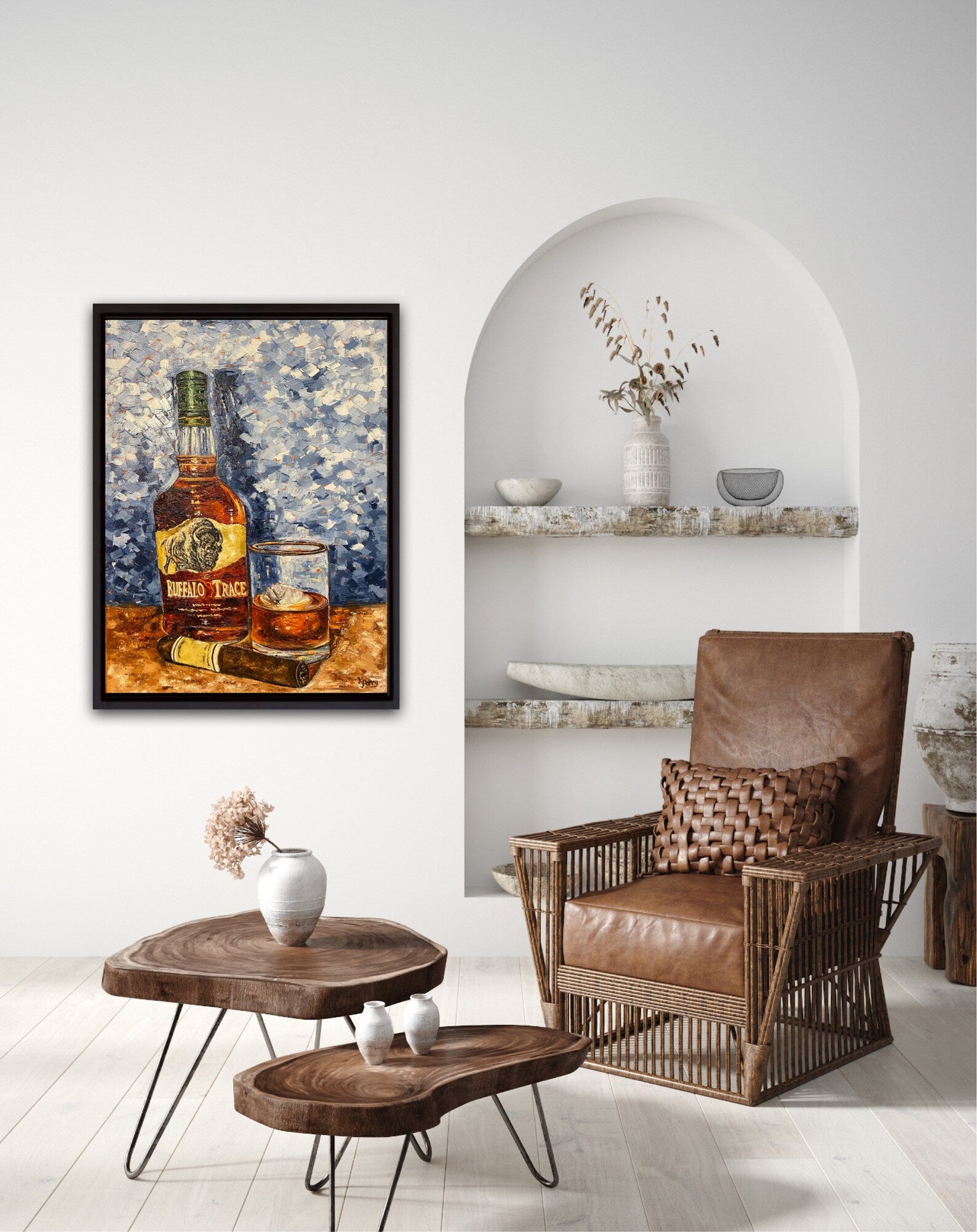 Bourbon Bottle Print - Buffalo Trace For the Man Cave Kim Perry Studios