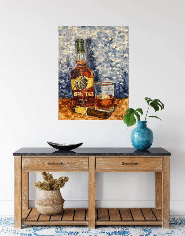 Bourbon Bottle Print - Buffalo Trace For the Man Cave Kim Perry Studios