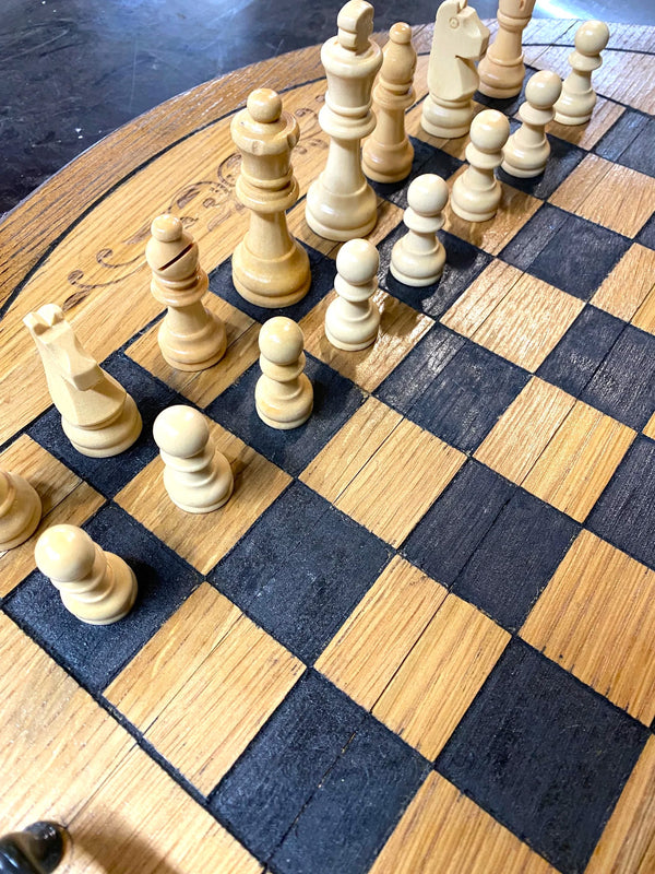 Bourbon Barrel Lid - Chess Set