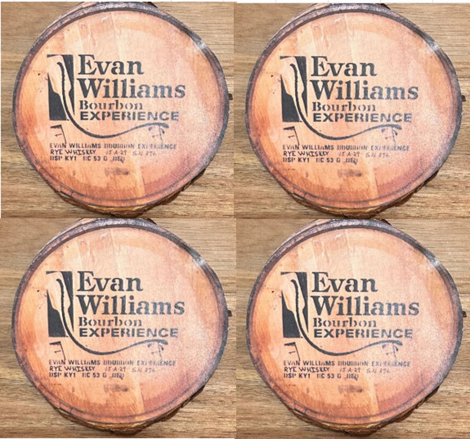 Evan Williams Bourbon – Wood Coaster Set of 4