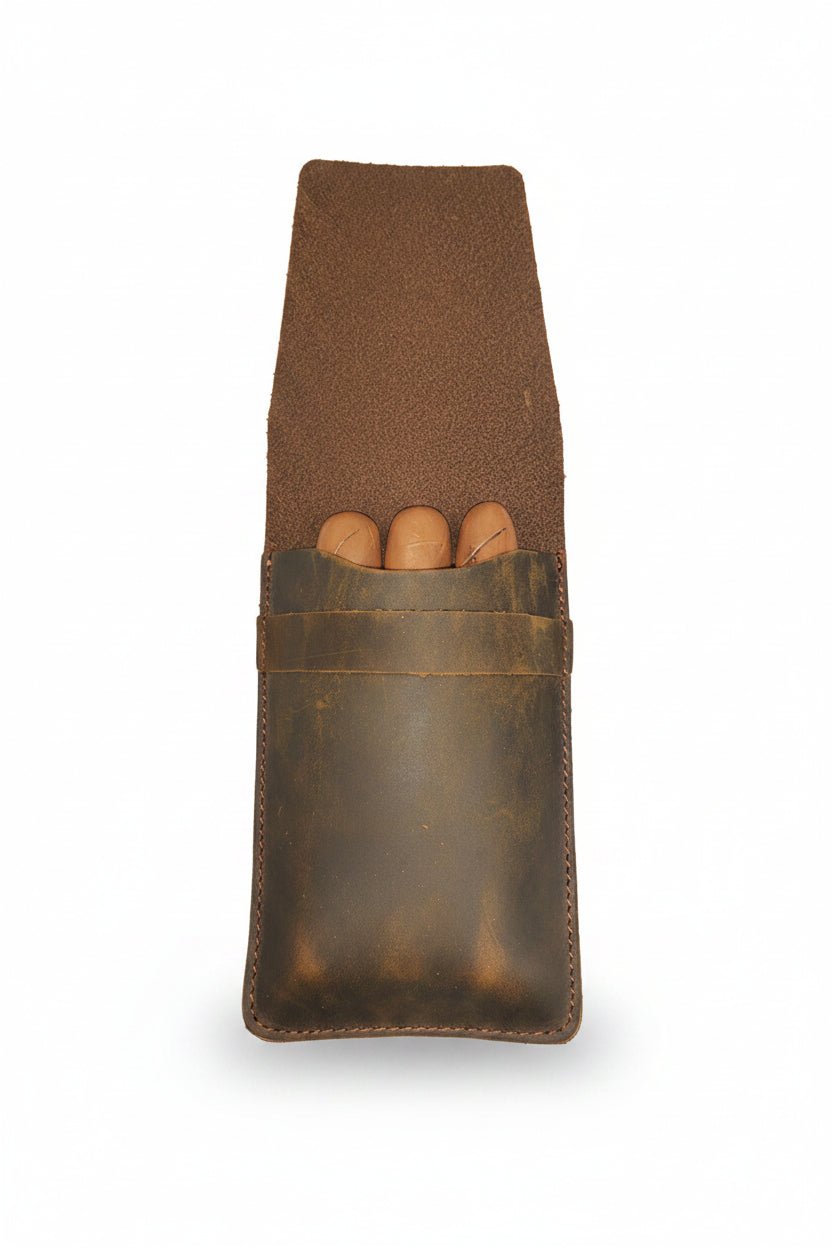 Leather Cigar Case Bag for 3 Cigars – Portable and Elegant Smoking Accessory