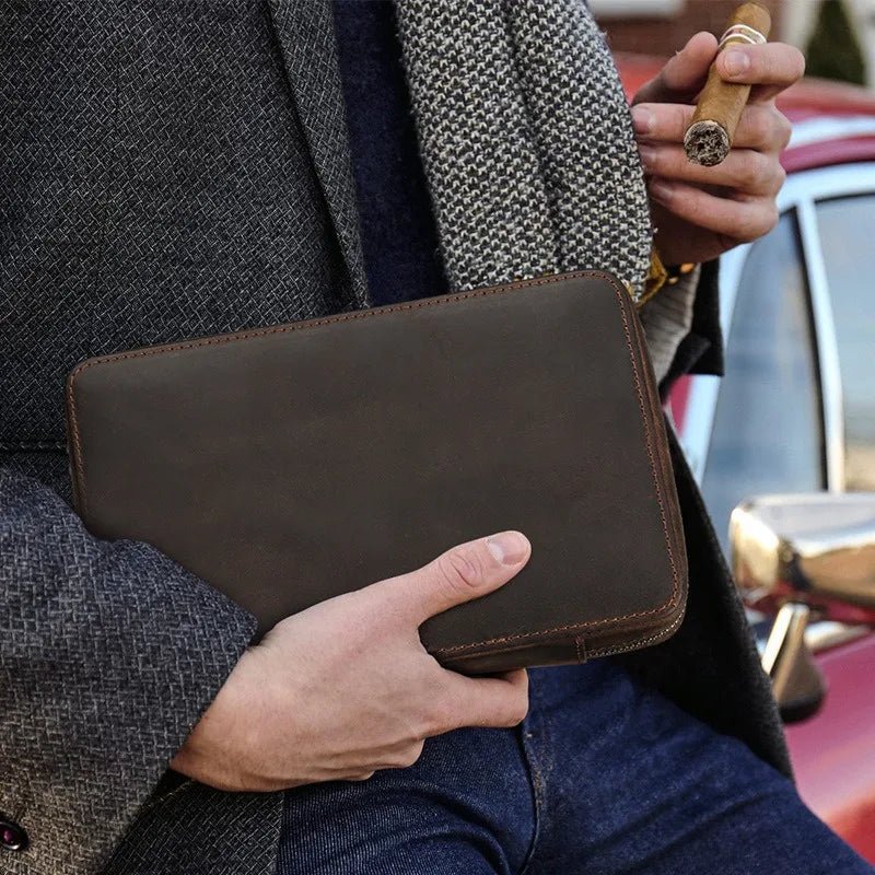 Leather Travel Cigar Humidor Box – Portable Cigar Case