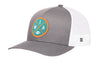 Gray trucker cap with white mesh back, curved brim, circular MIA patch on front