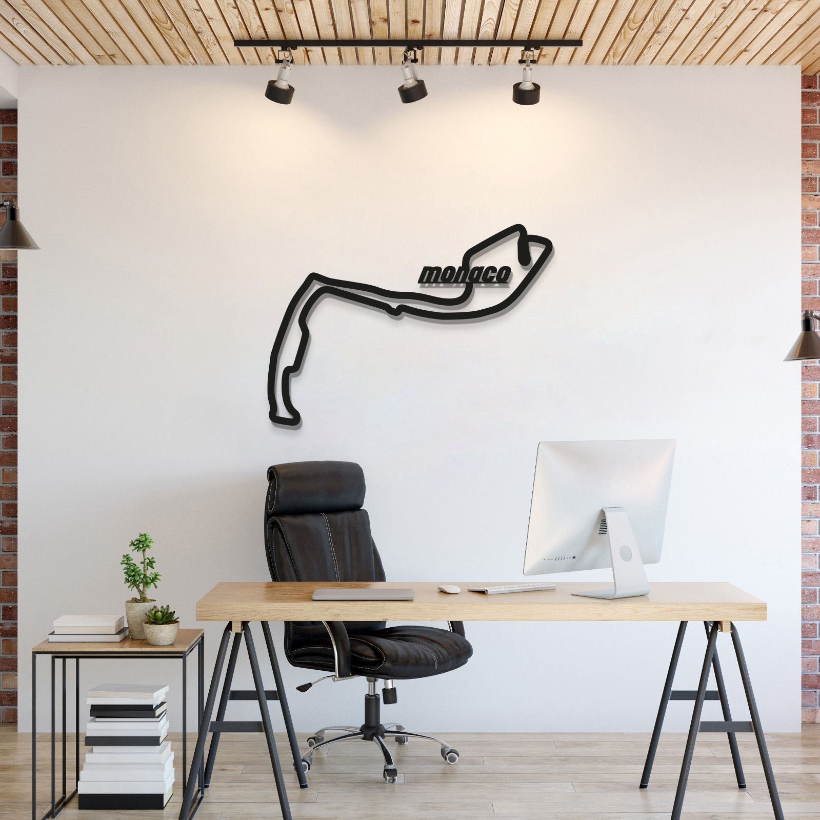 Monaco circuit metal wall art with black track outline and monaco logo
