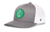 Philadelphia football trucker hat, gray front with green logo patch and white mesh back snapback