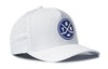 White 5-panel snapback hat with TOR X patch and perforated side panel