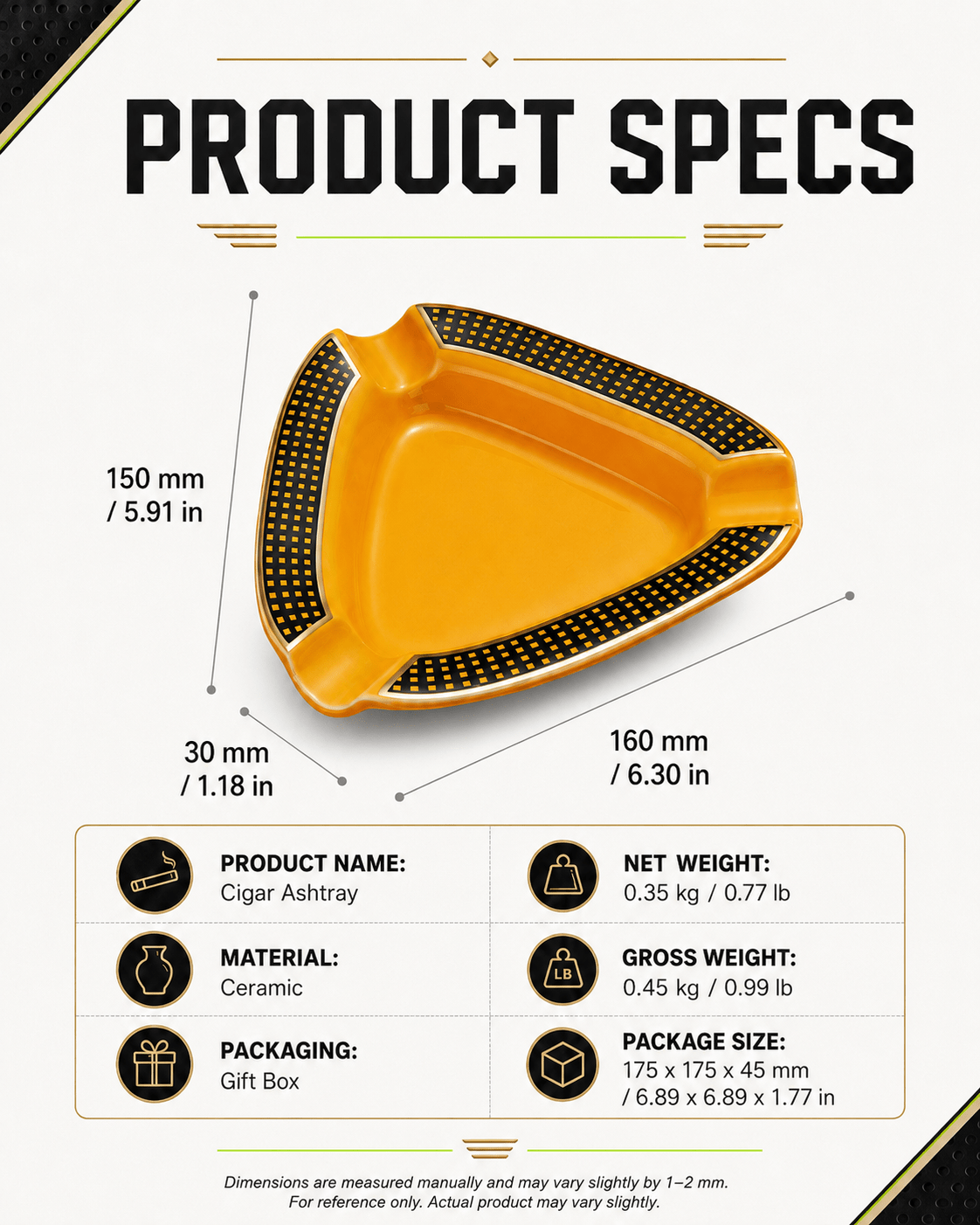 Triangle Ceramic Cigar Ashtray Collection