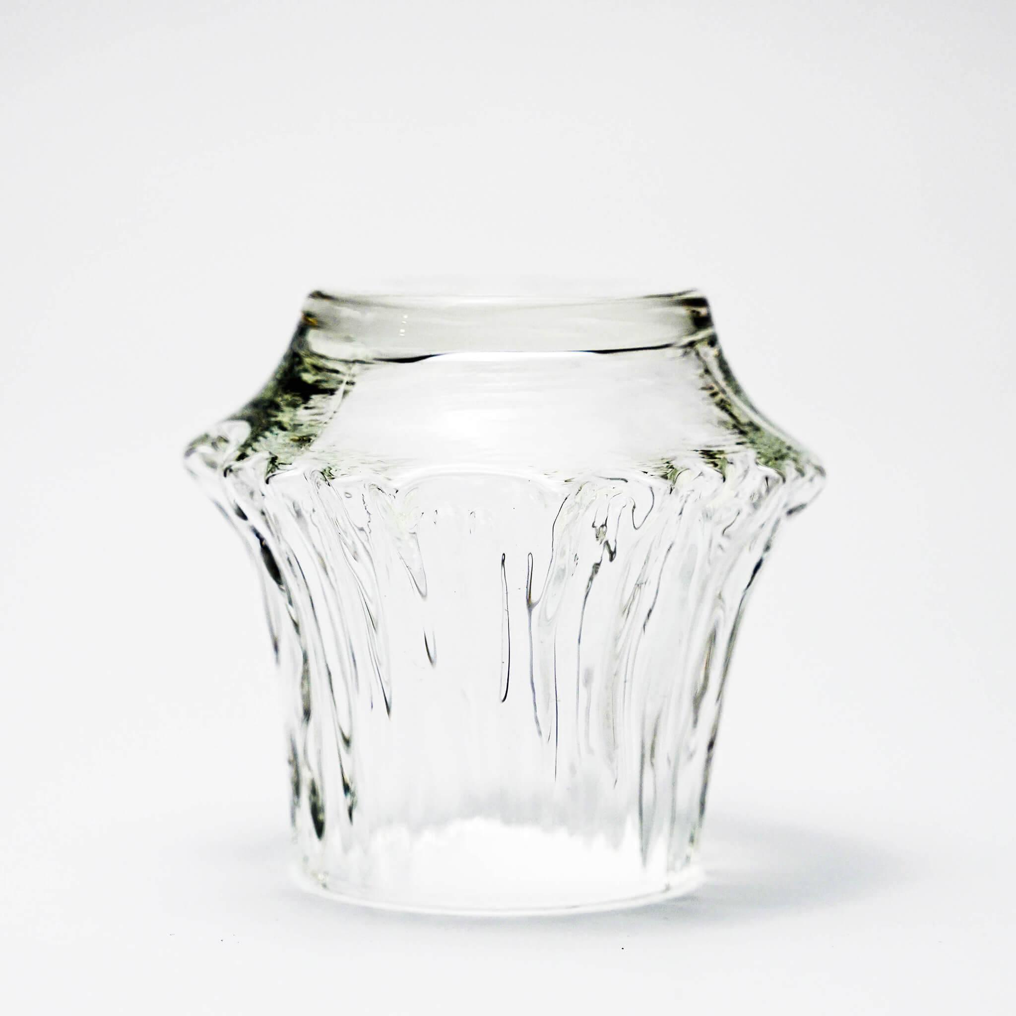 Clear crystal whisky tumbler with fluted sides and thick base