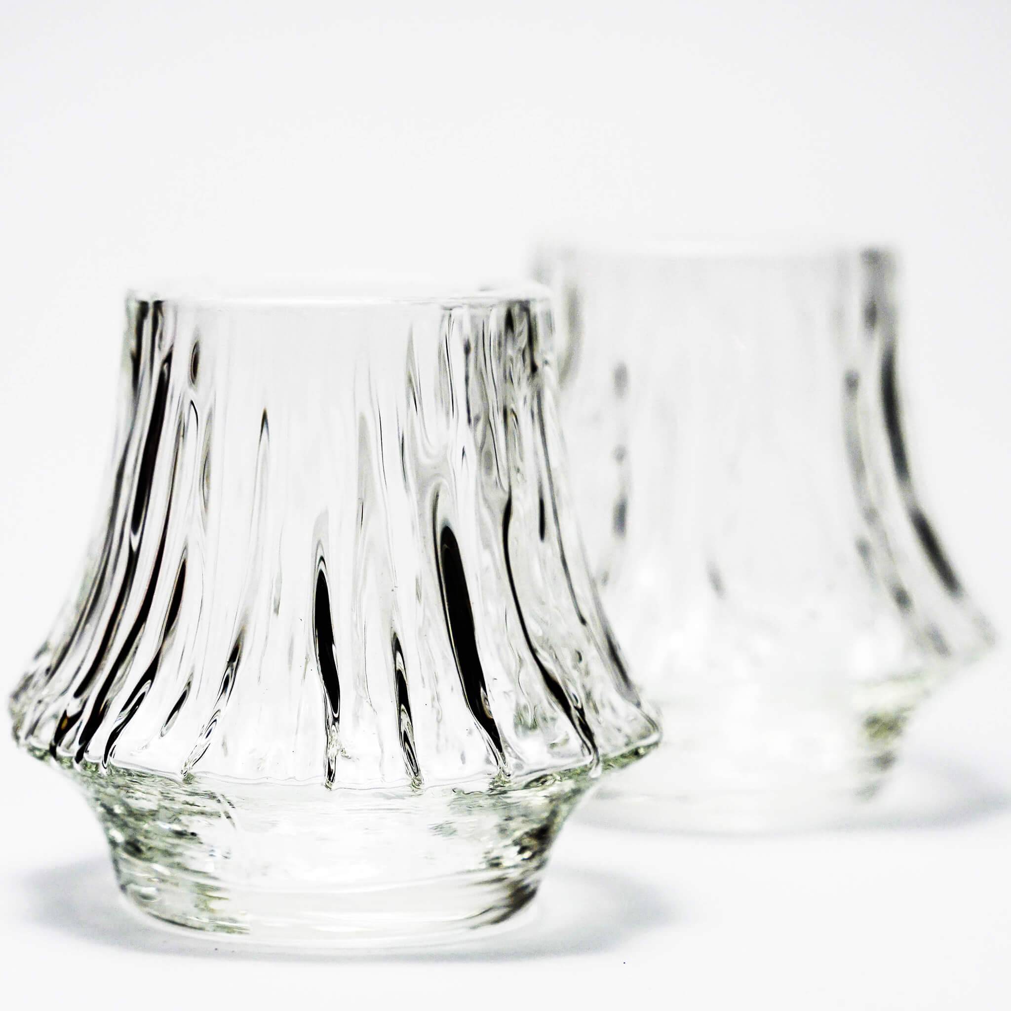 Clear crystal whisky tumbler with fluted sides and thick base