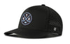Black 5-panel performance snapback hat with circular Utah X patch and dotted side panels