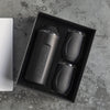 Gift set bottle cooler and two wine tumblers, matte black, in gift box