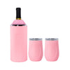 Pink VINGLACE wine cooler and two matching pink stemless tumblers