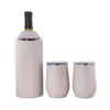 Gift set bottle cooler and two wine tumblers, light pink finish