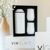 Gift set in box: bottle cooler and two wine tumblers, white finish